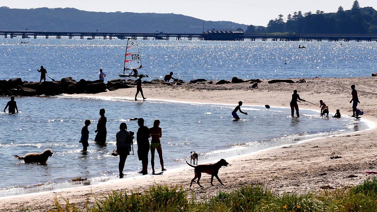 Autumn loving: People enjoying the summer conditions on the first day of autumn at Kurnell. Picture: Jane Dyson.
