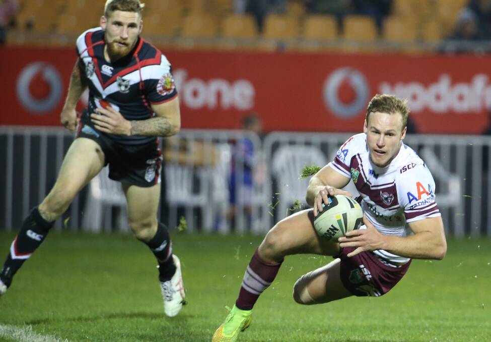 Dollar deliberations: Cherry-Evans runs in to score for Manly against the Warriors in Auckland in July. Picture: Fiona Goodall/Getty Images

