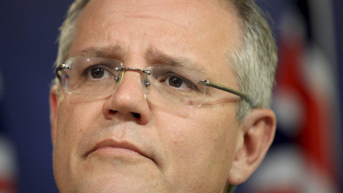 ‘‘Misinformed’’: Immigration Minister and Cook MP Scott Morrison discussing the situation on Manus Island at a press conference on Sunday. Picture: James Alcock. 
