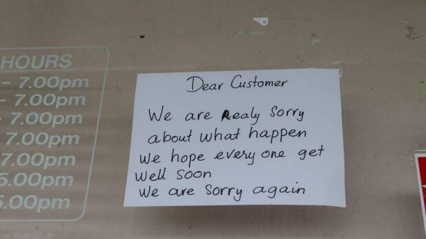This sign has been placed on the front window of Box Village Bakery in Sylvania. Photo: Jane Dyson

