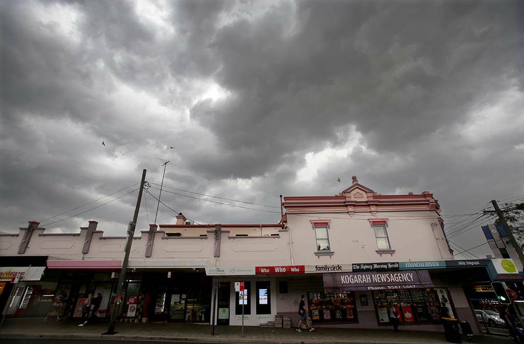 Dark days: A storm rolling in to Kogarah on Monday. Picture: Jane Dyson

