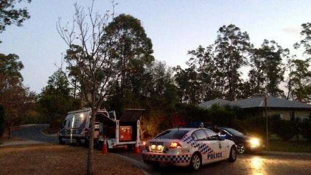 Police outside the Pullenvale home on August 13 after the discovery of the explosives. Photo: Aislin Kriukelis/Nine Network
