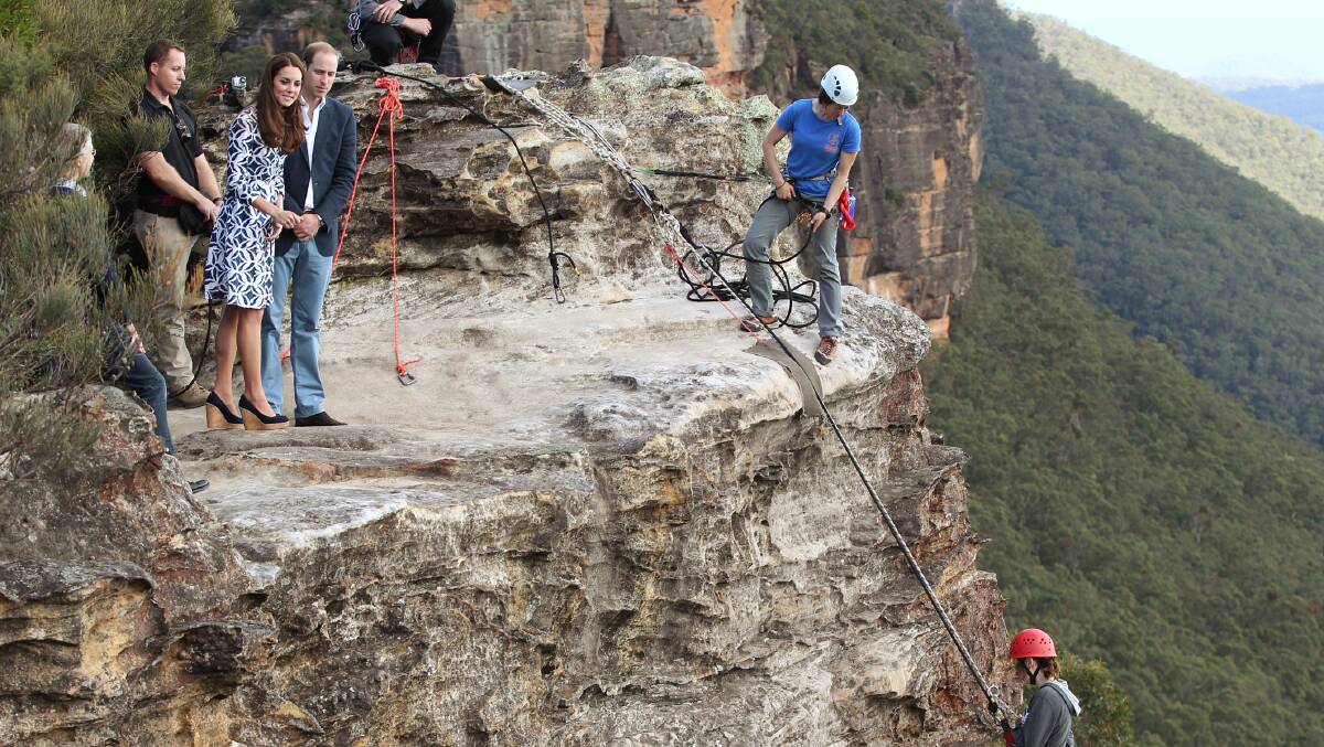 Prince William, Duke of Cambridge and Catherine, Duchess of Cambridge visit Narrow Neck Lookout in Katoomba. Photo: Wolter Peeters, Fairfax Media. 