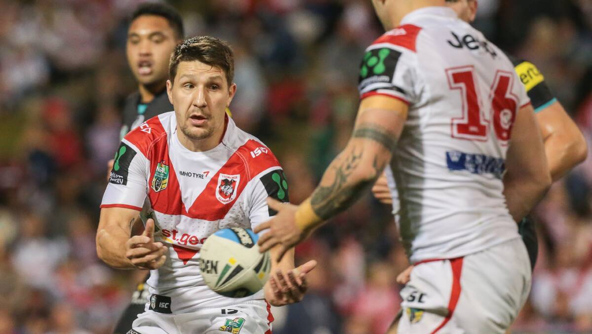 Playmaker: Dragons No.6 Gareth Widdop has been scoring plenty of points for the club in 2015. Picture: Adam McLean.