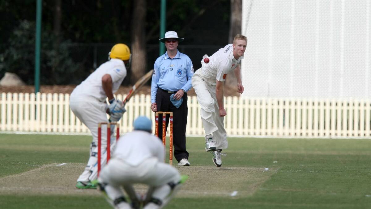 Effort: Sutherland first grade fast bowler Tom Pinson will strive to get plenty of wickets in the match against Bankstown, starting tomorrow, Saturday, at Glenn McGrath Oval. Picture: Simon Bennett