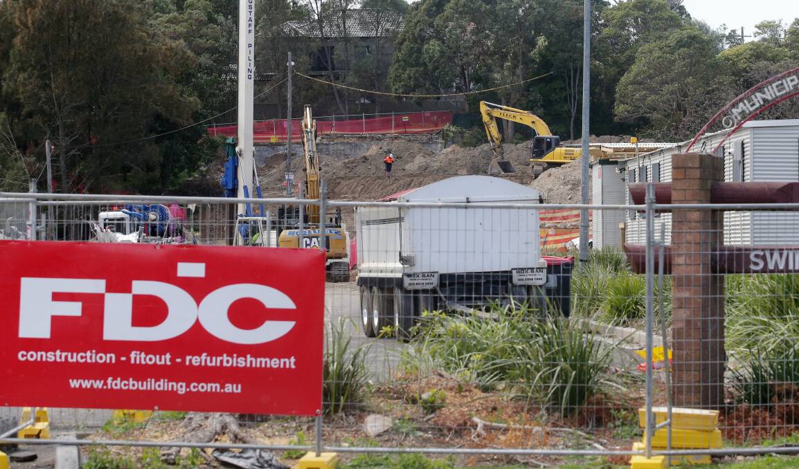 Shut down: Construction has stopped on the new Rockdale City Aquatic Centre after asbestos was found. Picture Chris Lane
