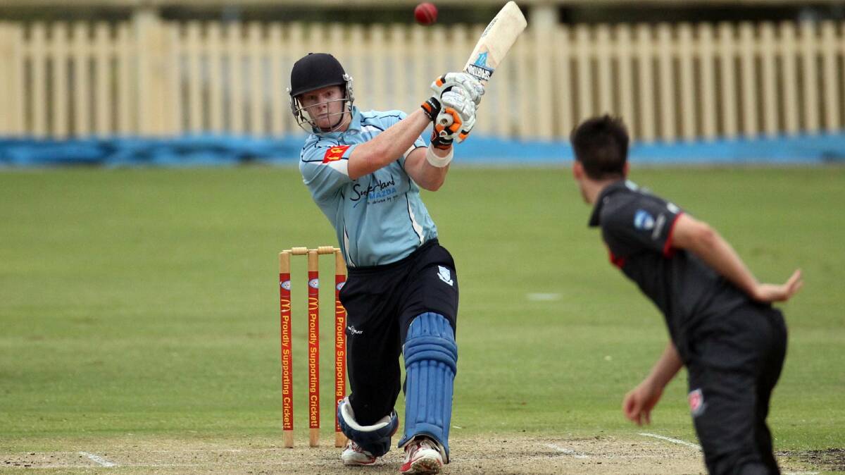 Hitting out: Sutherland batted first against St George in today’s Poidevin-Gray Shield semi final at Glenn McGrath Oval. Picture: Chris Lane