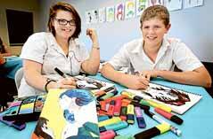 Manga fun: The Kids Art Academy has Japanese animation classes. Pictured are students Kaylee Rankin and Jake Taylor. Picture: Jane Dyson