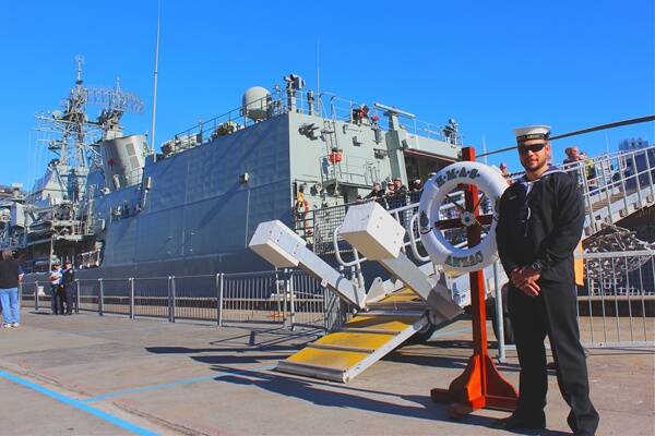 First deployment: Seaman Mathew Rauicava, 27, of Caringbah, was one of 18 sailors from the St George and Sutherland Shire on board the HMAS Anzac. Picture: Luke Rauicava 