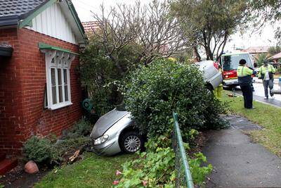  A car crashed into a house at Carlton about 8am today. Picture: Jane Dyson