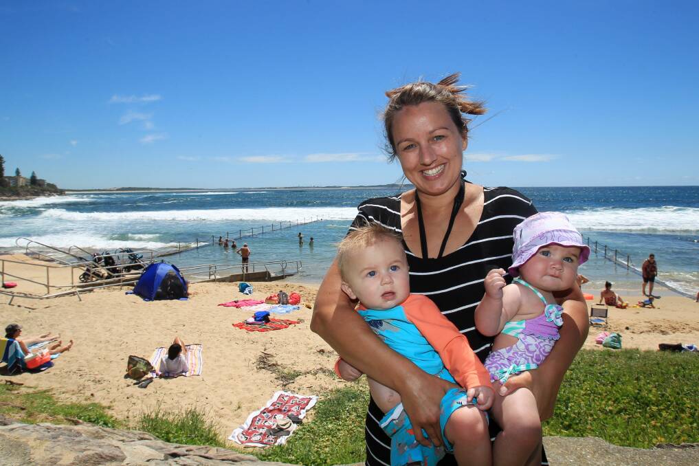 Family friendly: Ainslie Wedd and twins Riley and Ava  enjoy Shelly Beach rock pool, which Sutherland Shire Council says is in good condition and requires "minimal" maintenance.  Picture: Chris Lane