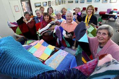 A stitch up: Kogarah Library's knitting group took part in a national campaign.Pictures: John Veage 