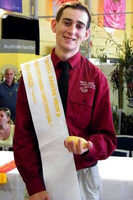 Show-stopper:  Lachlan Hatton with the third prize State Final Fruit and Vegetables