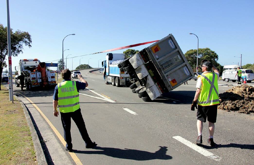 Another truck accident just before the Captain Cook bridge Rocky Point Rd. Sans Souci.