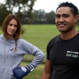 Managed space: Hurstville Council has proposed a draft policy to address the increasing use of outdoor space by fitness groups and personal trainers. Pictured are: Personal trainer Sosaia Hema with his client Jaya Taki. Picture: Chris Lane 