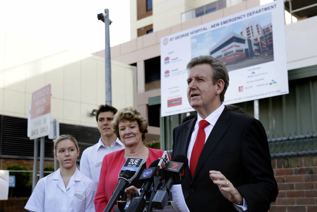 Over to you: Jillian Skinner, pictured with Premier Barry O’Farrell, in March at the turning of the first sod on the emergency department at St George Hospital. Picture:  Anna Warr