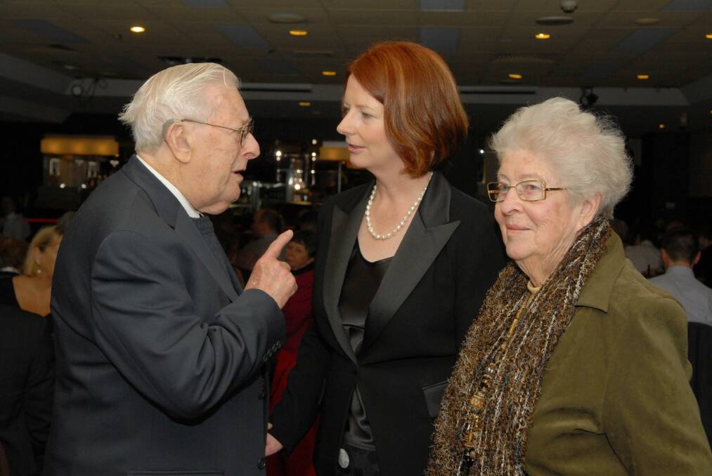 Did she listen?: Arthur and Dawn Gietzelt with Julia Gillard at the Tradies club a few days after she became Prime Minister in June 2010.