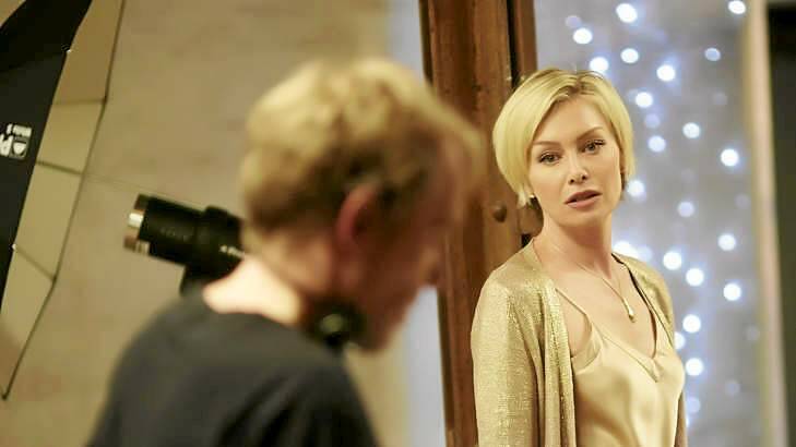 Portia de Rossi and director Wayne Hope on the set of <i>Now Add Honey</i>. Photo: Ben King