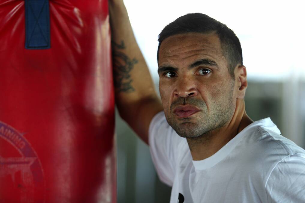Focused: Anthony Mundine at Carss Park Pool Centre before his fight with Shane Mosley. Picture: John Veage