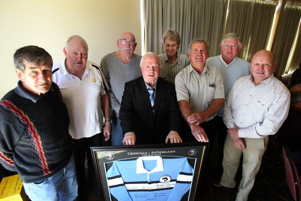 Old team-mates: Ron Turner (left), Grahame Bowen, Cliff Watson, Tommy Bishop, Greg Pierce, Eric Archer, John Maguire and Kevin Hogan. Picture: John Veage