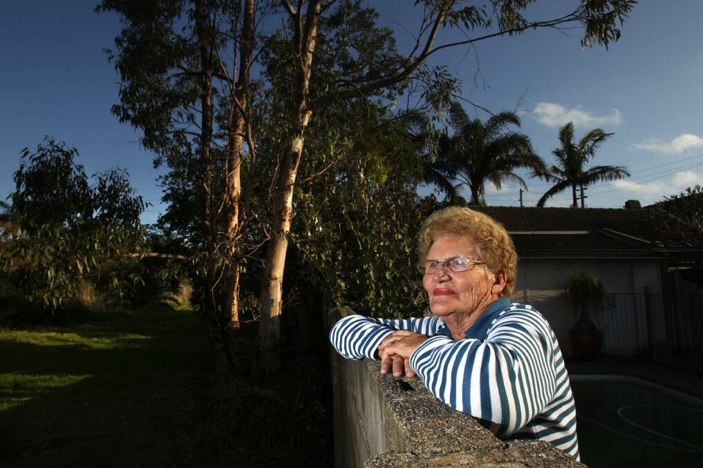 Bushland haven: Madge Horder in her backyard, which adjoins the F6 corridor. Picture: John Veage