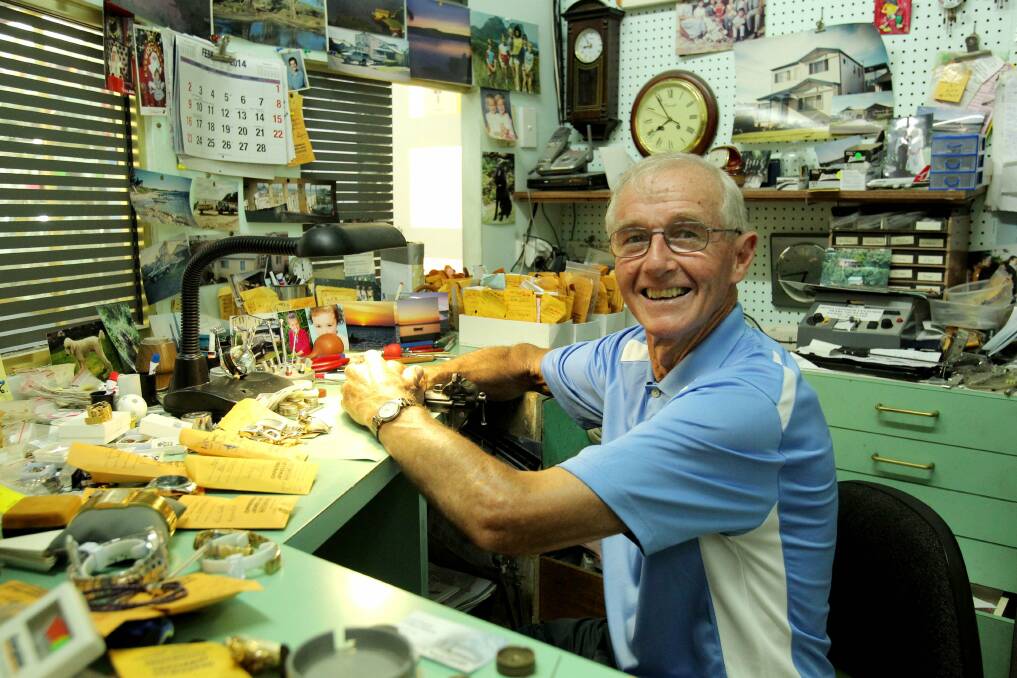 It's time: James Opperman repairs his last batch of watches.Picture: Chris Lane