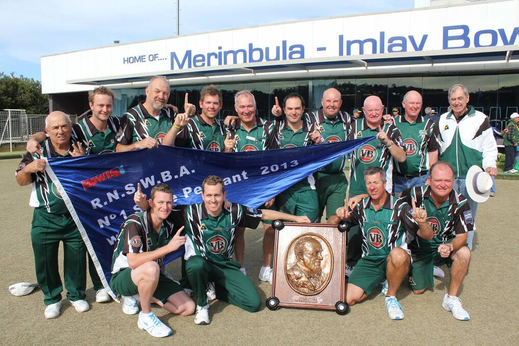 Bowls domination: Taren Point celebrate after winning the 2013 Grade 1 State Pennant flag. Picture: Taren Point Bowling Club