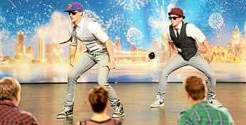Comedic duo: Professional dancers Neale Whittaker, 22, of Barden Ridge, and James Barry, 21, of Penrith, pitch their routine as the dance version of the Umbilical Brothers. Picture: Channel Seven