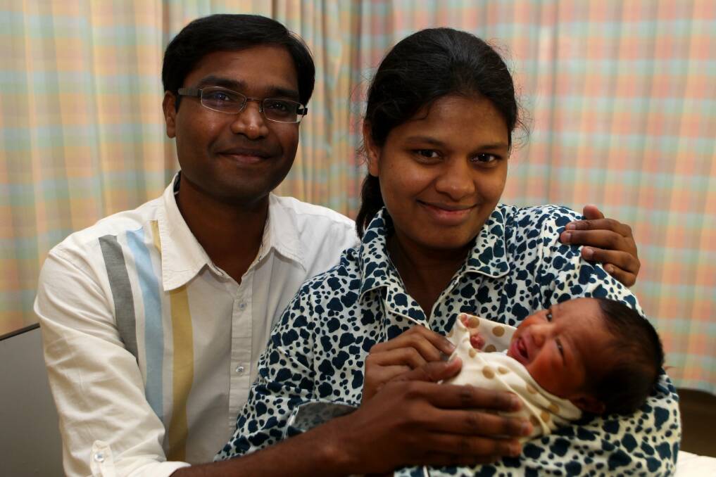 Bundle of joy: Srinivas Alugandul and Shilpa Bachuwarof Mortdale welcomed their first child, a son, at St George Hospital on December 6. He will be named at a ceremony 21 days after his birth. Picture: Lisa McMahon