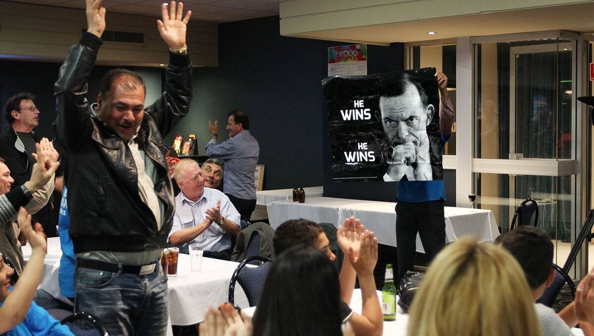 Winners: David Coleman's family, friends and supporters celebrated at Club Rivers Saturday night. Picture: Jane Dyson