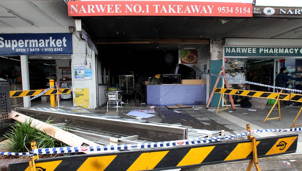 Suspicious: The scene at Narwee No 1 Takeaway today. Picture: Jane Dyson