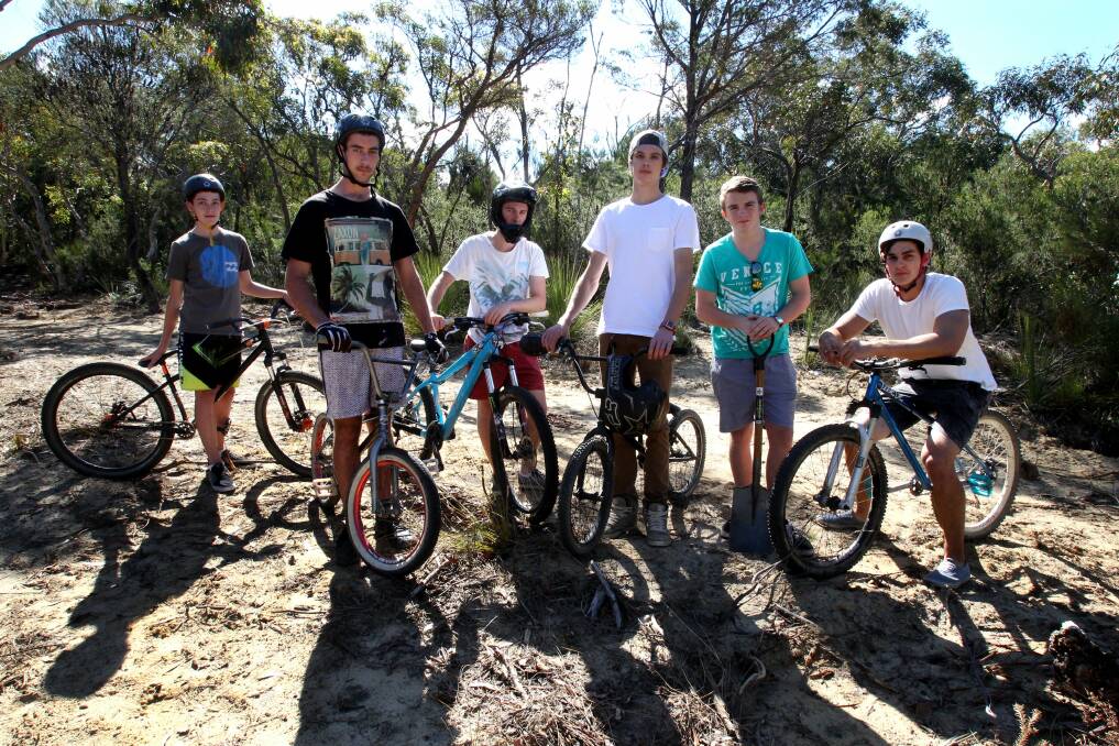 Outraged riders: Bryce Harvey, Connor Mackne, Ben Jamieson, Jaeden Money, Corey Bardon and Matthew Organ are furious that their BMX riding trails have been bulldozed. Picture: Jane Dyson
