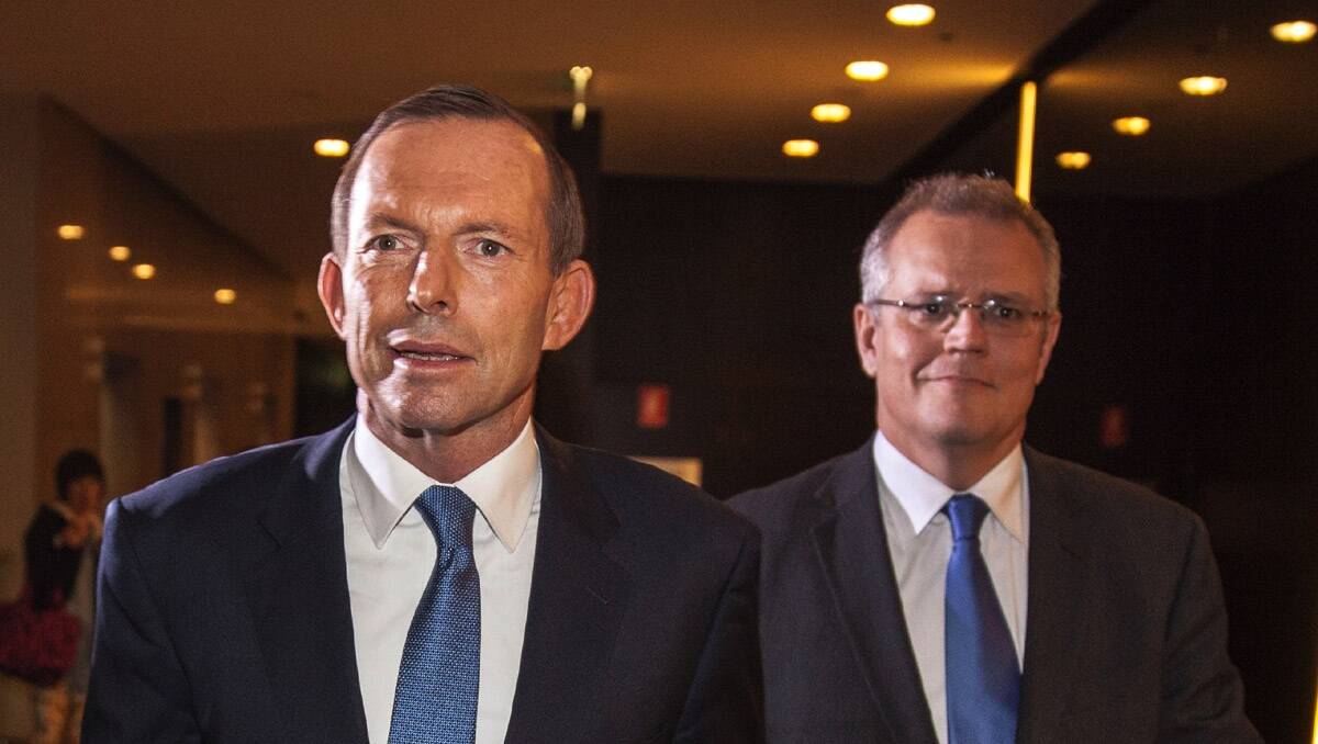 Leading the way: Tony Abbott and Cook MP Scott Morrison. There were big swings to the Liberals in Cook and Hughes.