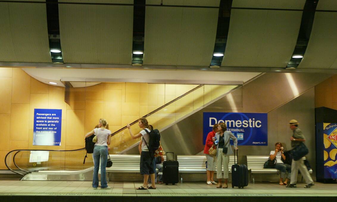 Way to go: Not everyone using the airport train is going on holidays.Picture: Brendan Esposito