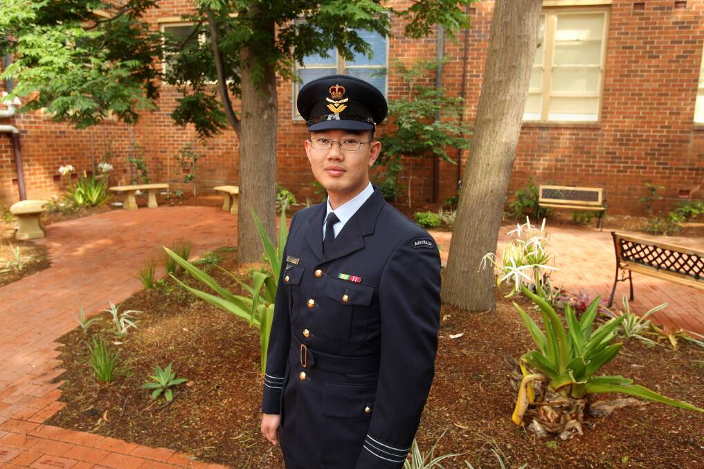 In honour: Ex-student and Squadron Leader, Herman Wong, who was in the air force cadets with Matthew, opened the school’s memorial garden. Picture: Chris Lane