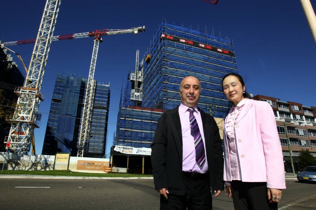On target:Hurstville Council is full of building developments. Mayor Jack Jacovou and councillor Nancy Liu shown at the East Quarter: ‘‘The incredible thing about Hurstville is that apartments sell off the plan way before they are finished,’’ Cr Jacovou said. ‘‘There is a strong demand for this type of dwelling.’’ Picture: Lisa McMahon