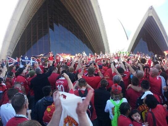 Shots of fans on the Sydney Opera House steps went around the world.