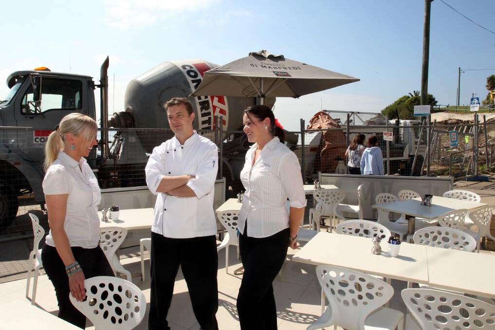 End in sight: Falon Scott (left), Richard Park and manager Rebecca Nelson at Zimzala restaurant. Picture: Sam Venn