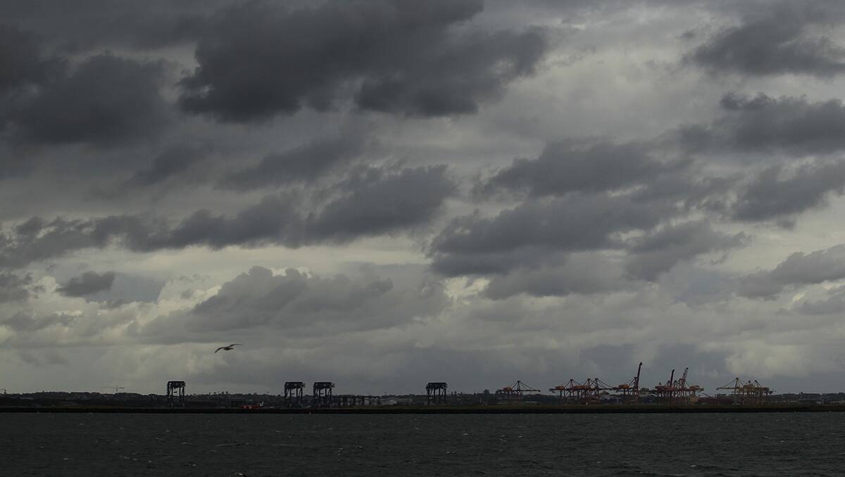 Stormy weather: Looking out to Port Botany from Brighton-Le-Sands. Picture: Chris Lane