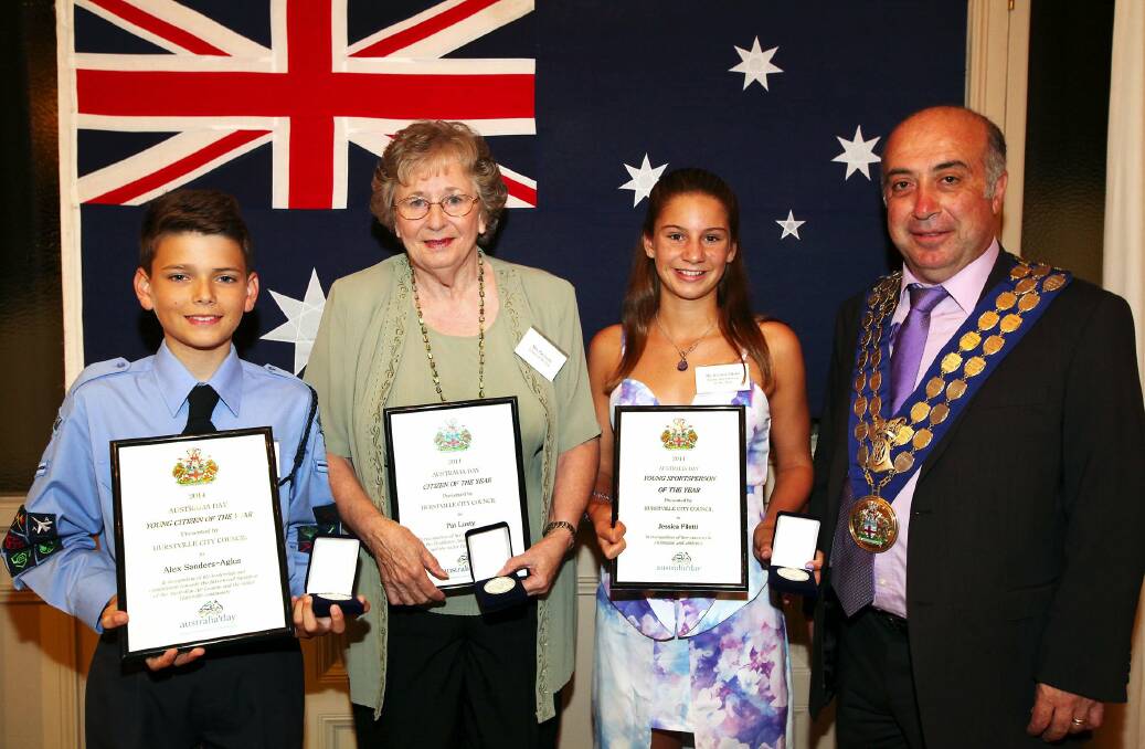 Australia Day citizens: Alex  Sanders-Agius, Pat Lusty, Jessica Filetti and the mayor, Jack Jacovou.