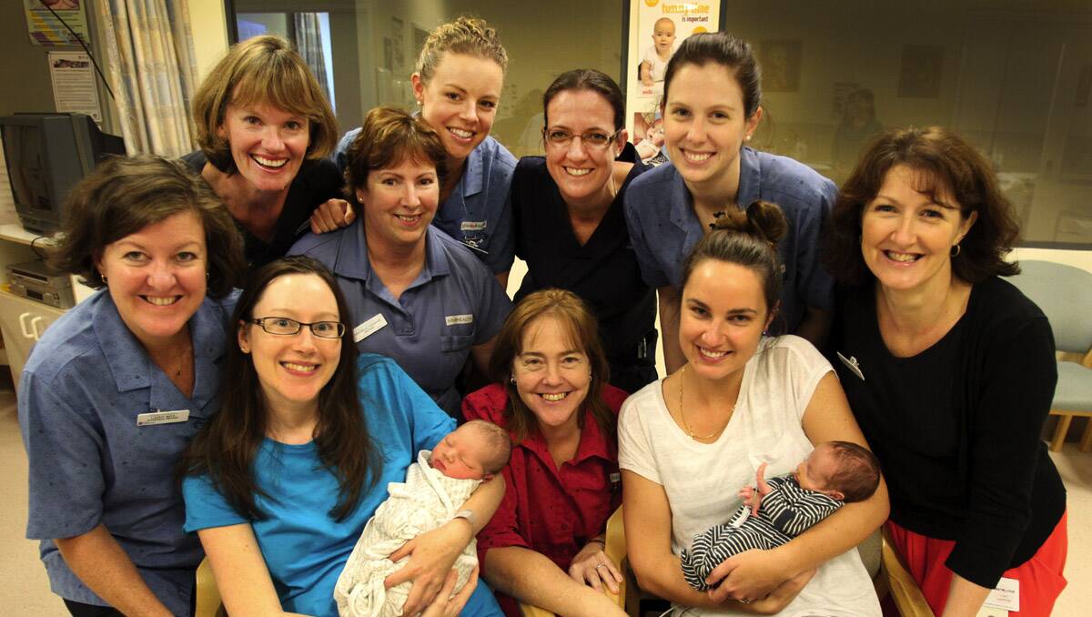 Oh baby baby: Sutherland Hospital midwives help mothers such as Alison Bristow (with Cody) and Alexis Bowman (with Calvin) every step of the way.