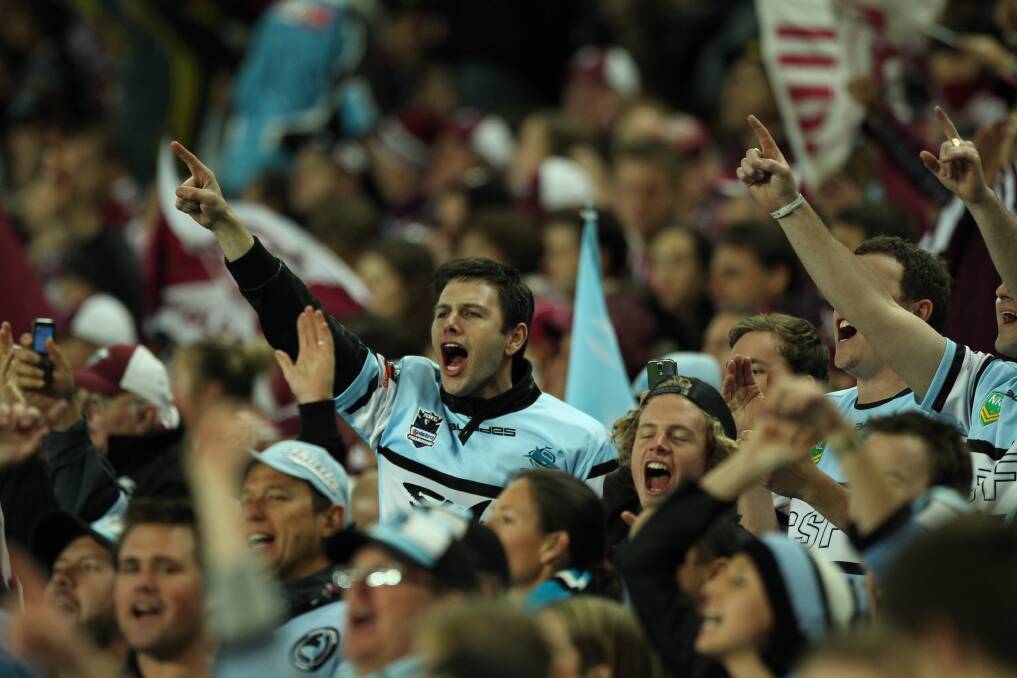 Not happy: Sharks fans were not impressed by reports their team may move to Qld. Picture: Brendan Esposito