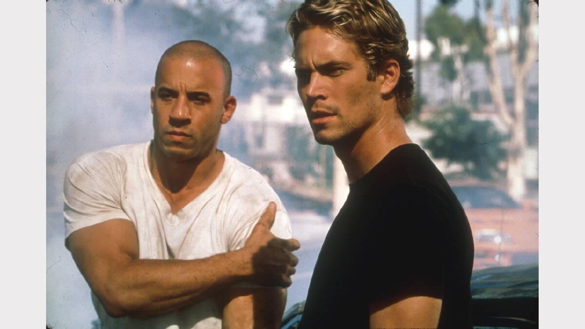 Walker and Vin Diesel in a scene from The Fast And The Furious