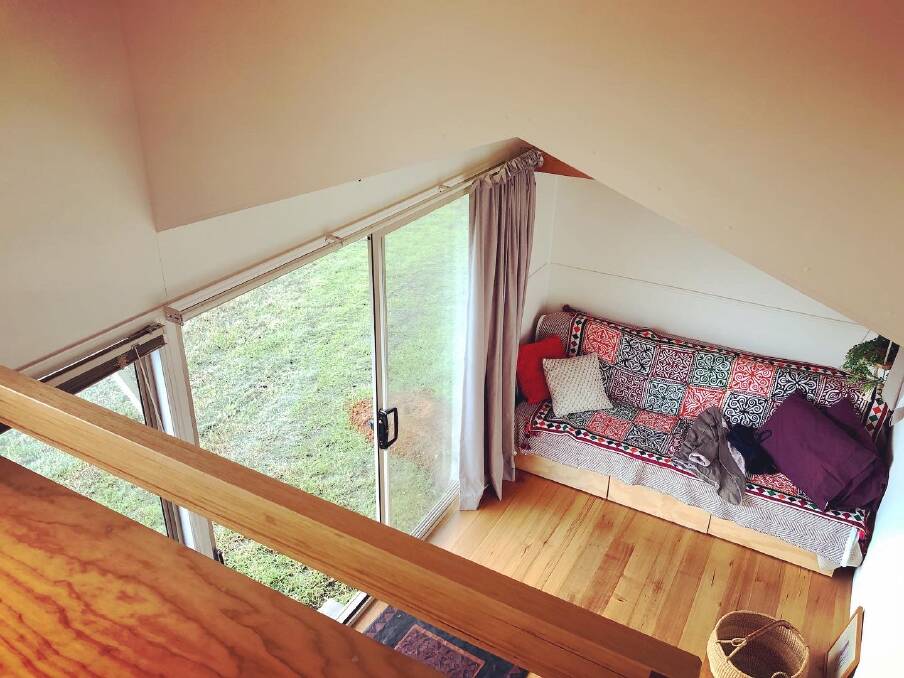 Kylie Miller's tiny house incorporates a loft bedroom. Photo: Kylie Miller