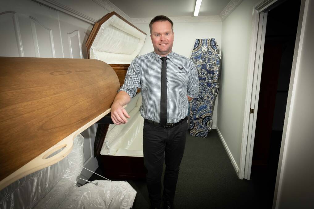 Burke and Douglas Funerals general manager Paul Brooks said eco-friendly options like biodegradable coffins are becoming more popular. Picture by Peter Hardin