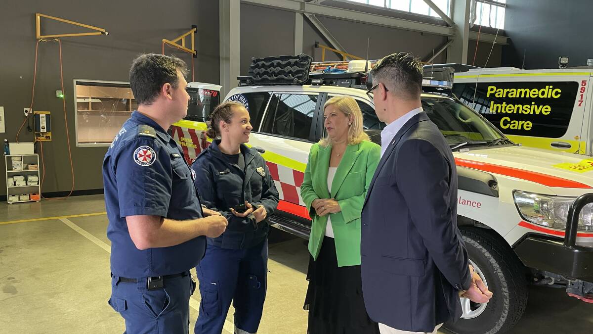 NSW Minister for Regional Health Bronnie Taylor and Nationals MLC Wes Fang at Wagga Ambulance Station Thursday to announce the expansion of the body worn camera trial to regional NSW. Picture by Tim Piccione