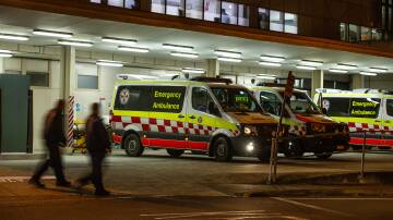 Ambulances outside John Hunter Hospital, Newcastle. Picture by Marina Neil