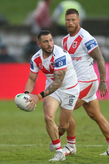 ANZAC Cup: Jack Bird was moved into the halves for the Dragons in their loss to the Sydney Roosters this past Sunday in their annual Anzac Day Clash. Picture: Geoff Jones