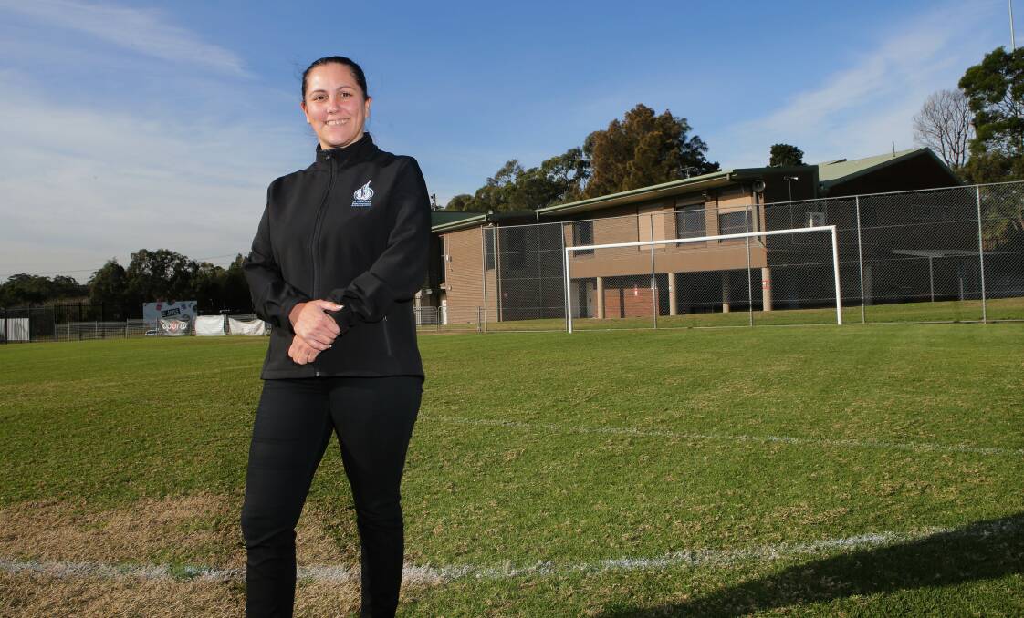 Hopeful: Sutherland Shire Football Association Vice President, Laura Cowell, at the Harrie Dening Football Centre at Kareela. Picture: John Veage.