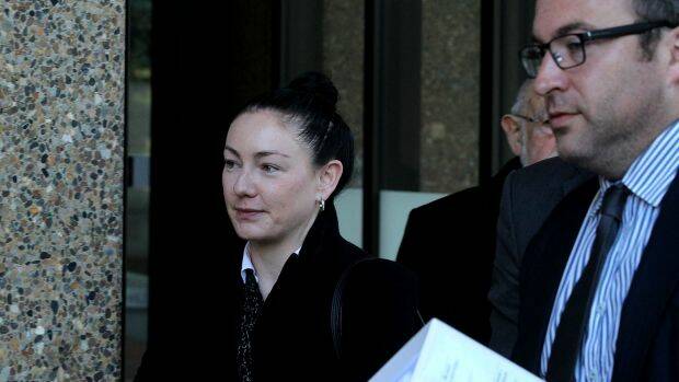 Jayne Gersbach, with her solicitor Paul Blake, outside the NSW Supreme Court on Monday. Photo: Ben Rushton
